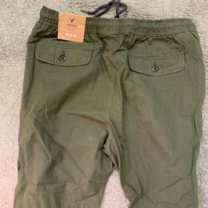 American Eagle Green Twill Joggers